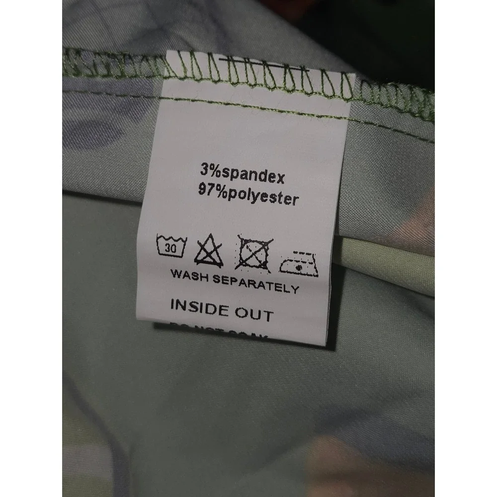 Sheshow Women's Tennis Champange PJ's Green Satin Button Up Shorts Size Medium